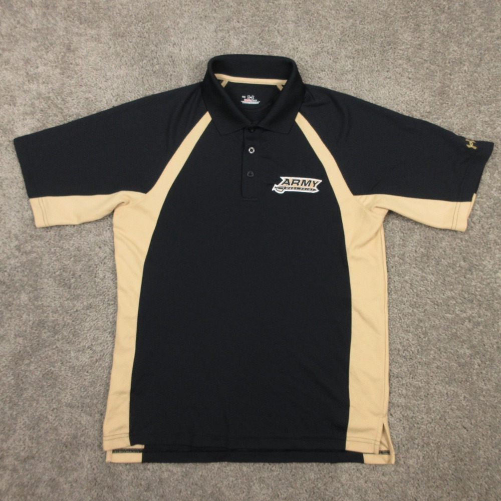 Army Black Knights Polo Shirt Mens Medium Black Gold Under Armour HeatGear Golf